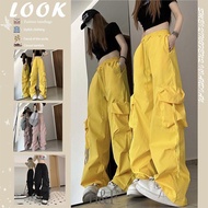 New Fashion Women Y2K Cargo Pants Dopamine High Waist Loose Streetwear Pants Baggy Tactical Trouser 