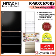 Hitachi R-WXC670KS Premium K Series 6 Doors IoT Fridge 525L (Made in Japan) FREE JAPAN MADE HEPA AIR PURIFIER