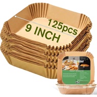 Large Air Fryer Disposable Paper Liners Square 9 Inch, 125 Pcs Parchment paper liner for 5-8QT Air f