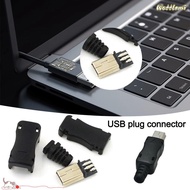 WATTLEMI Mini USB Male Connector, 5Pin 4 In 1 Assemble USB 2.0 Jack, DIY Data Cable Connector Mini U