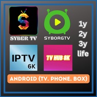 SyBorgTV SyberTV IPTV6k TVHub8k 12 BULAN 1 / 2 / 3  years lifetime Android TV Devices