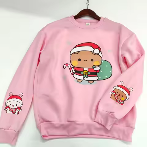 Santa Dudu Christmas Hoodie Panda Bear Bubu and Dudu Couples Hoodie Unisex Kawaii Sweatshirt Cartoon