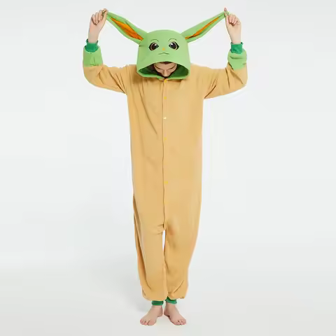 Adults Yoda Baby Grogu Onesies Halloween Costume Unisex Cartoon Cosplay Jumpsuit One Piece Anime Chr