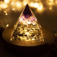 金字塔奧根塔Orgonite生命之樹/脈輪/靈性/冥想/能量紫水晶黑曜石