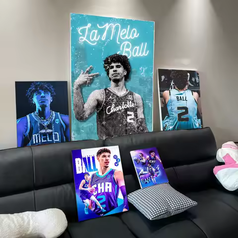 1PC L-Lamelo Ball DIY Sticky Poster Waterproof Paper Sticker Coffee House Bar Stickers Wall Painting
