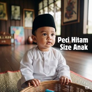 Black Peci Black Songkok Baby Children Velvet Material