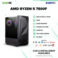 EasyPC| Ryzen 5 7500F| A620M| RX 6600| 32GB 6000MHZ| 500GB M.2 NVME| 500W| ATX| Desktop Computer set