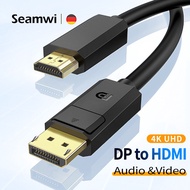 Seamwi 4K DisplayPort Male DP to Male HDMI Cable Full HD 4K 30Hz HDTV Cord for TV PC Laptop Projector (1.5M 2M 3M 5M)