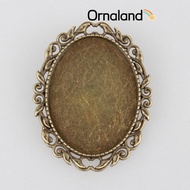 10pcs Vintage Alloy Brooch Cabochon Bezel Settings with Iron Pin Brooch Back Bar Findings Oval Cadmi