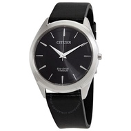 Citizen [flypig]Eco Drive Black Dial Black Leather Mens Watch{Product Code}