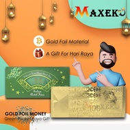 MAXEKO 🕊 Selamat Hari Raya Aidil Fitri RM100 Malaysia Ringgit Gold Foil Money with Green Pocket Raya Gift