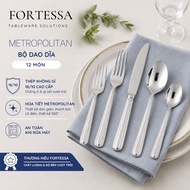 Fortesa Metropolitan 12 Piece 18/10 stainless steel cutlery set for family dining table