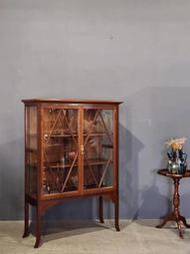 19世紀 英國 細膩 桃花心木 雙開玻璃門 書櫃 展示櫃 古董櫃 ca1007【卡卡頌  歐洲古董】