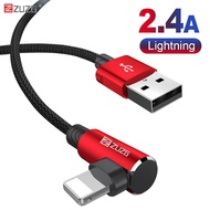 ZUZG 2M 90 Degree USB Cable For iPhone 14Pro Max Plus 13 13promax 12 11 Pro Max X XR Xs Max 5 6 6s 7