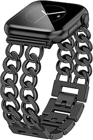 JR.DM Black Watch Bands for Women Compatible with Apple Watch 38mm 40mm 41mm 42mm (S10/11) Adjustabl