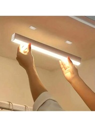 1入組LED感應式櫥櫃燈，超薄無線衣櫥燈具有USB可充電磁性條，適用於廚櫃，樓梯，走廊衣櫥，露營便攜燈