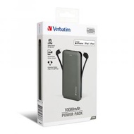 Verbatim 威寶 10000mAh PD &amp; QC 3.0 流動充電池 (連嵌入式充電線) (灰色) 66437