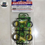 Tamiya 95666 super hard low profile tires & matte green plated wheels