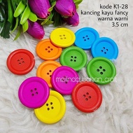 Code K1-28 fancy wooden buttons 3.5 cm. For sale per pack contains 4 pcs (one color...not mix (