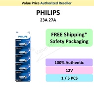 [Genuine] PHILIPS 23A 27A A23 A27 Battery 12V High Voltage Alkaline Bateri Batteri AE GA MN21 DL 118