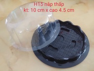 100 Hộp Nhựa Đựng Bánh H15 Đế Đen Nắp Thấp/ Nắp Mô