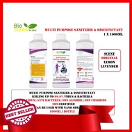 Bioclean 99.99 Food Grade Multi-purpose Non Alcohol All Surface Sanitizer 1 Litre - Disinfect