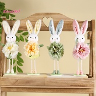 xavexbxl|  Eco-friendly Bunny Figurine Bunny Figurine Easter Bunny Doll with Artificial Flowers Cute