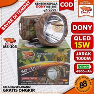 Senter Kepala DONY MS 305 SOCOOL 15 WATT 15W 15 W QLED LED T6 MURAH SUPER TERANG GUNUNG MURAH SENTER
