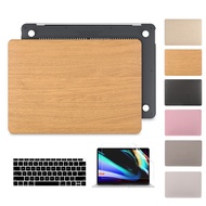 Logo Cut Out Wood Grain Case For Macbook M1 M2 M3 M4 Chip A3240 A3113 A3112 A3185 A3401 A3241 A2337 