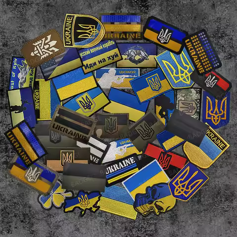Ukraine PVC embroidered patch Ukrainian flag Shield shape Badge Tactical Badge Emblem Backpack Hat C