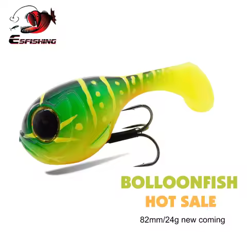 ESFISHING 22023 New Balloonfish 82mm24g 1pcs Hot Sale Silicone Soft Bait Deraball with Quality Hook 