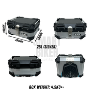 Aluminium Top Box 25L XINGQIXIA Motorcycle With Base Plate Kotak Motosikal Peti Premium