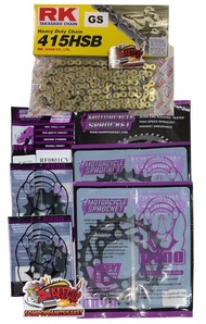โซ่สเตอร์ โซนิค/LS125/แด๊ช 415-13/14/15-30/32/34 เลือกได้ 1ชุด3ชิ้น RYNO+โซ่415หลายยี่ห้อ
