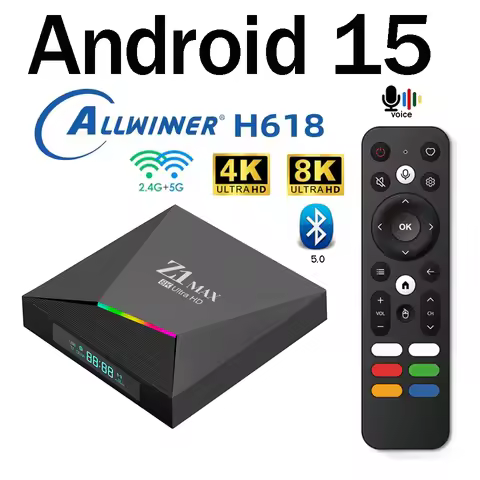 Z1 Max Smart TV Box HD 8K 4K 4 5G WiFi BT5.0 100M LAN Voice Assistant Android 15.0 Allwinner H618 TV
