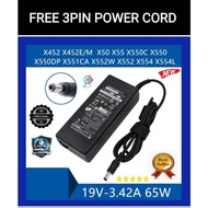 Asus X552EA X451M X452E X554L X452EA X454L X45U X45 Z65R ADAPTER WITH 3PIN FREE POWER CORD