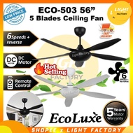 🔥HOT SELLING🔥 ECOLUXE ECO-503 56" || ECO-523 52" 5 Blades DC Motor 6 Speed Remote Control Ceiling Fa