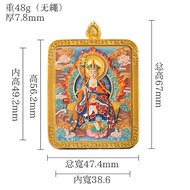 Hand-Painted Thangka Brass Eight Guardians Green Tara Painted Coloring Erasing Thangka Drawing Box Y