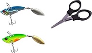 Set of 2 Jig Spinners by Jenzi 14 Gram, 5.5 cm, UL, Vertical + Free Fishing Scissors + Petri Heil St