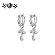 777woes Cross Pendant Earrings With Cz Diamonds Full Chrome Heartsylepunkrock