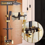 SANSHY Shower Head Set All Copper European Style Black Gold Household Bathroom Rain Sprinkler Toilet Thermostatic SA001