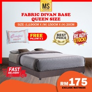 ( HOT SALE ) FABRIC DIVAN BASE ONLY - QUEEN SIZE ** BROWN COLOUR ** FREE PILLOW ** Bed Frame Bed Bas
