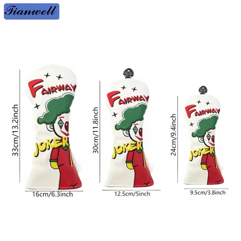 Quirky "Joker" Design Golf Club Headcover  Fits for Golf Driver/Fairway Woods/Hybrid Wood Golf Club 