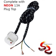 Heavy Duty Automatic Iron Cable Replacement Cotton / Fabric Flexible Wire with 13A SIRIM Plug for El