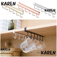 KAREN 6 Hooks Iron Art Under Shelf Hanger Cupboard Organiser Kitchen Cup Hanging