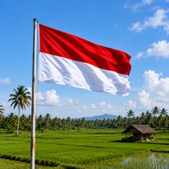 MERAH Red and White Flag 120x80cm and 60 x 90 cm - Material Pelessatin, Bright Colors, Neat Stitchin