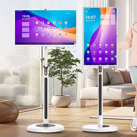 Touch Screen Smart TV 21.5 23.8 Inch 10-Point Monitor Mobile Stand Battery Android 12 for Fitness Ho