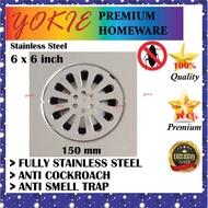 Stainless Steel Floor Trap Floor Grating Anti Cockroach 6" x 6" Floor Trap 6" Floor Drain