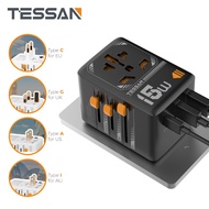 TESSAN USB Quick Charger Travel Plug Adapter, All In One Travel Plug Adapter Worldwide Singapore to Europe, International Travel Adapter for Turkey, Mexico, Travel Plug Adapter