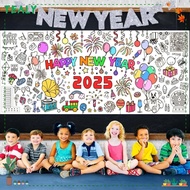 TEALY Giant Coloring Poster, Art Craft Happy  Year Doodle Art Banner, Interactive Doodle DIY Colorin