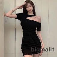 ✦DO✤Women Bodycon Dress, Short Sleeve Hollowed Ruffed Summer Solid Club Party Mini Dress